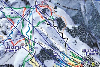 Ski d'automne dans les Alpes - neige de glacier et pistes ouvertes aux Deux Alpes