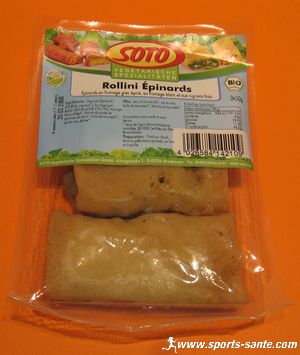 Plat végétarien bio déjà préparé : Gouter les Rolinis aux épinards