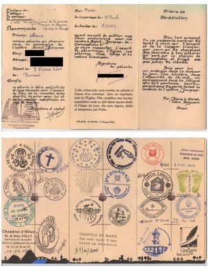 Photo du crédential d'un pèlerin de Compostelle