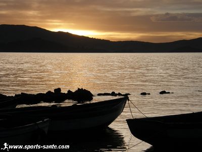 Photo du coucher de soleil au Titicaca