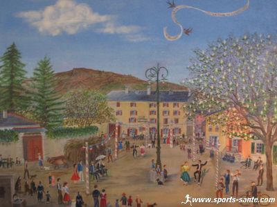 Tableau de la place du village de la Tour de Carol