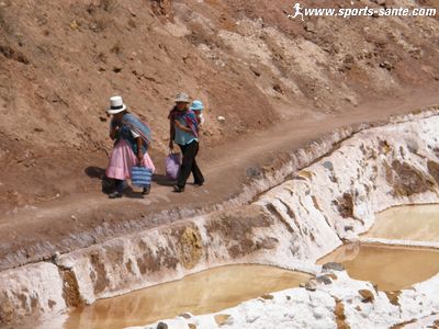 Photo d'indiens allant à la saline de Maras
