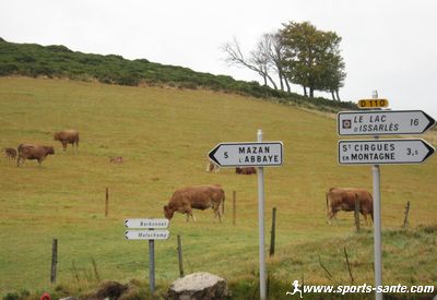 Carrefour près de l'Auberge Rouge de Peyrebeille en Ardèche