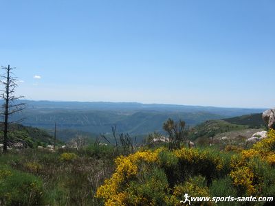 Panorama surplombant toute la vallée des cévennes méridionales du plateau du Lingas