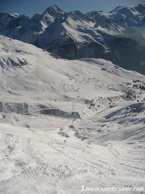 Descente du versant sud de la Grande Rochette (La Plagne)
