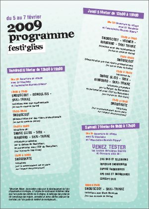 Programme du Festi Gliss Plagne Montalbert