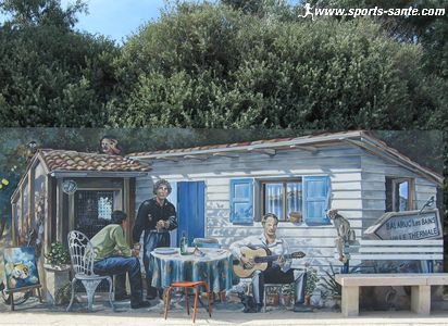 Fresque de La cabane à Lolo sur la  Promenade Georges Brassens, Balaruc les bains 