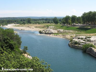 Photo aval du Gardon au Pont du Gard en Languedoc