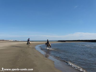 Photo de cavaliers en bord de mer au Cap d'Agde