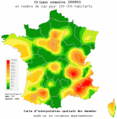 Evolution de l'épidémie de grippe début janvier 2008