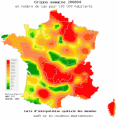 Carte de France de l'épidémie de grippe