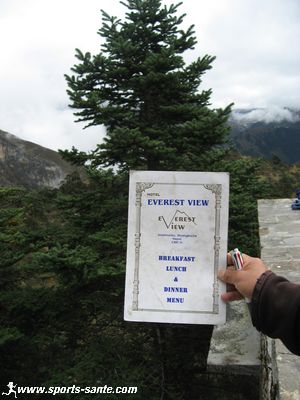 Carte de l'Everest view hôtel Népal