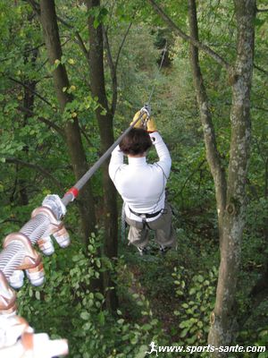 Photo de tyrolienne dans les arbres