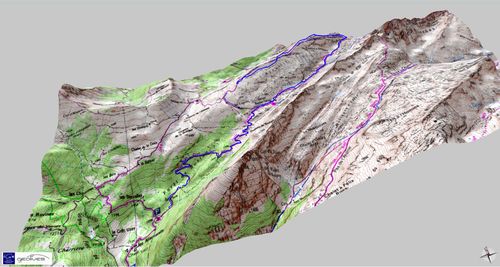Cartes et profil du circuit de randonnée vers le col de Bostan