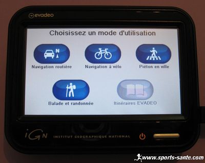 Le GPS route et promenade Evadeo Primo par l'IGN