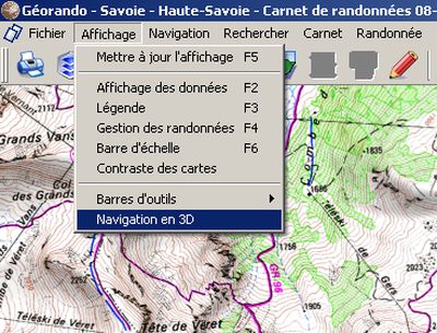 Carte 3 D de randonnée