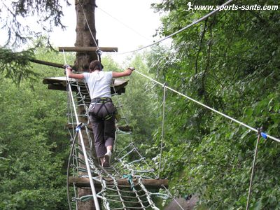 Photo de jeu acrobatique dans les arbres
