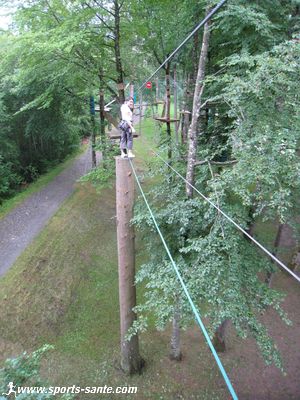 Photo de funambule dans les arbres