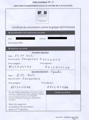 Image d'attestation une fois vacciné