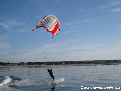 Nouvelle session de wake kite en baie de Fouesnant